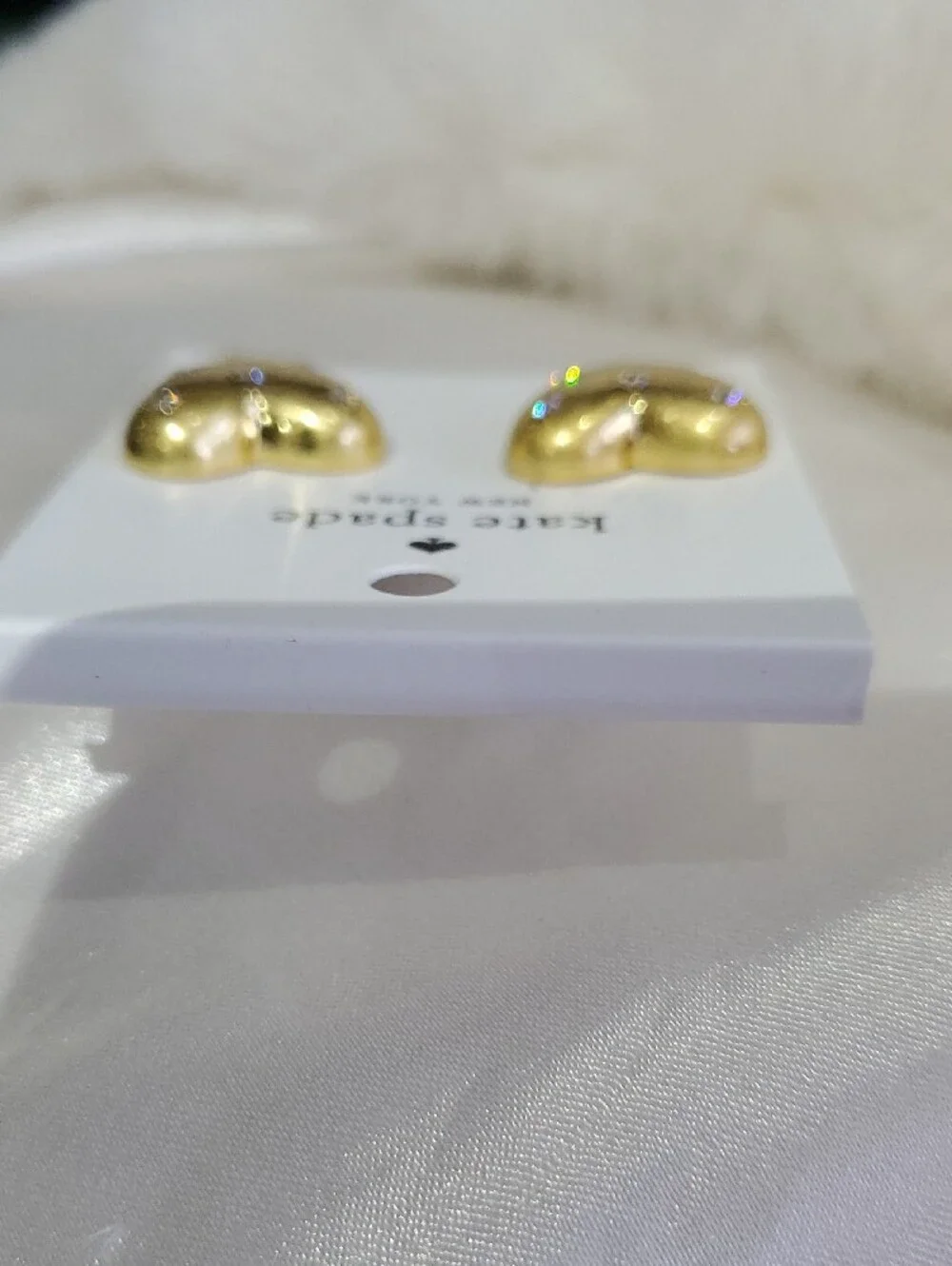 kate spade gold Tone heart stud earrings with crystals Iconic Earring Backs
